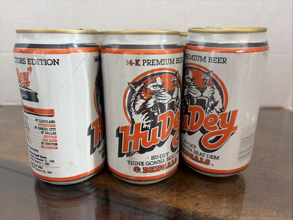 HuDey Hudepohl Cincinnati Bengals football schedule 1988 Empty Beer Cans 6 Pack